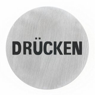 Hfele Symbol Hinweisschild TrschildDrcken 75mm rund Edelstahl matt