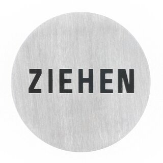 Hfele Symbol Hinweisschild TrschildZiehen 75mm rund Edelstahl matt