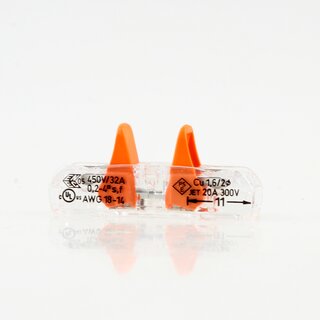 Wago 221-2411 Compact Verbindungsklemme 1-polig transparent fr alle Leiterarten