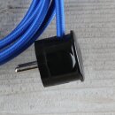 Textilkabel Anschlussleitung Zuleitung 2-5m dunkelblau mit Schutzkontakt-Winkelstecker
