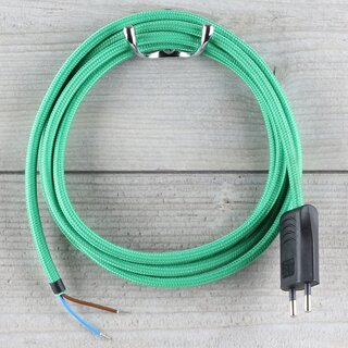 Textilkabel Anschlussleitung Zuleitung 1-5m grn mit Euro-Flachstecker