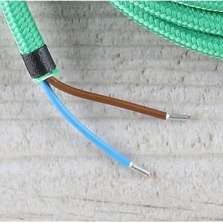 Textilkabel Anschlussleitung Zuleitung 1-5m grn mit Euro-Flachstecker