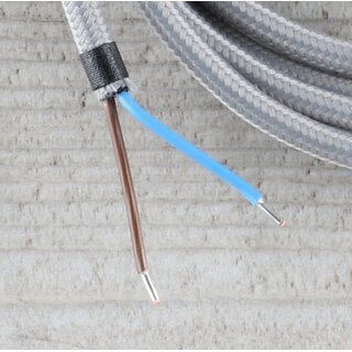 Textilkabel Anschlussleitung Zuleitung 1-5m grau mit Euro-Flachstecker