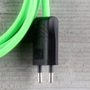 Textilkabel Anschlussleitung Zuleitung 1-5m neon-grün mit Euro-Flachstecker