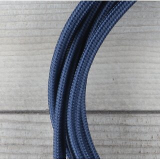 Textilkabel Anschlussleitung Zuleitung 1-5m marineblau mit Euro-Flachstecker