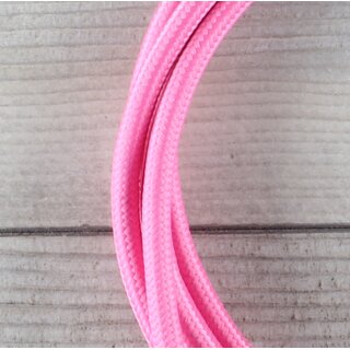 Textilkabel Anschlussleitung Zuleitung 1-5m pink mit Euro-Flachstecker
