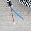 Textilkabel Anschlussleitung Zuleitung 1-5m schwarz-weiß Zick Zack mit Euro-Flachstecker