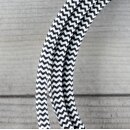 Textilkabel Anschlussleitung Zuleitung 1-5m schwarz-weiß Zick Zack mit Euro-Flachstecker