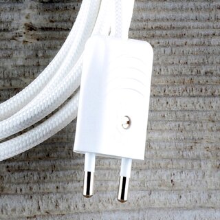 Textilkabel Anschlussleitung Zuleitung 1-5m wei mit Euro-Flachstecker