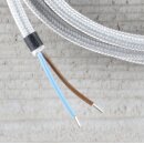 Textilkabel Anschlussleitung Zuleitung 1-5m silber mit Euro-Flachstecker