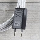 Textilkabel Anschlussleitung Zuleitung 1-5m silber mit Euro-Flachstecker