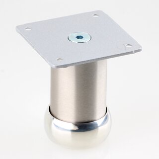Hfele Mbelfu 80 mm rund mit Platte & Hheneinstellung, Aluminium