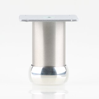 Hfele Mbelfu 80 mm rund mit Platte & Hheneinstellung, Aluminium