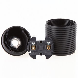 E27 Kunststoff Lampenfassung schwarz mit Auengewinde M10x1 IG 250V/4A