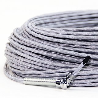 Textilkabel-Stoffkabel silber 4-adrig 4x0,75 extra dünn