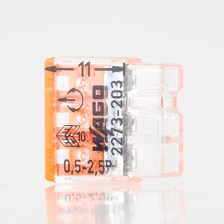 Wago 2273-203 Compact Verbindungsklemme 3-polig transparent/orange fr NYM-J Kabel