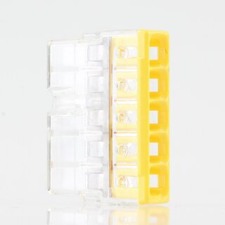 Wago 2273-205 Compact Verbindungsklemme 5-polig transparent/gelb fr NYM-J Kabel