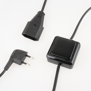 Hfele Mbelschalter Wipp-Schalter Fu-Schalter mit Euro-Flachstecker, Euro-Kupplung 230V und 4m Kabel